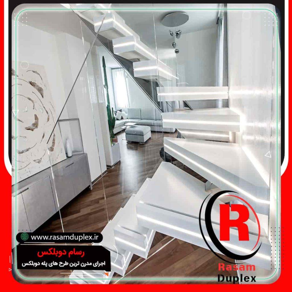 نصب پله دوبلکس مدرن و نورانی