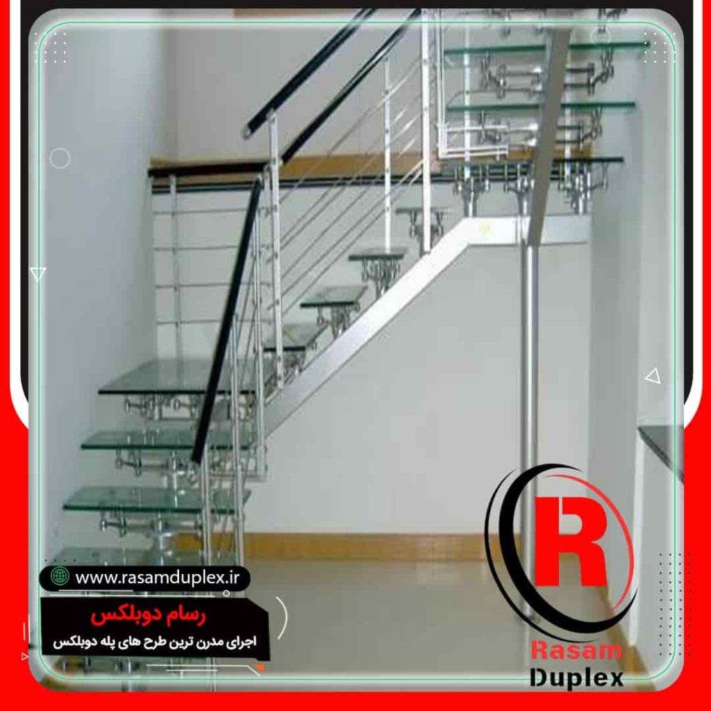 راه پله استیل شیشه ای