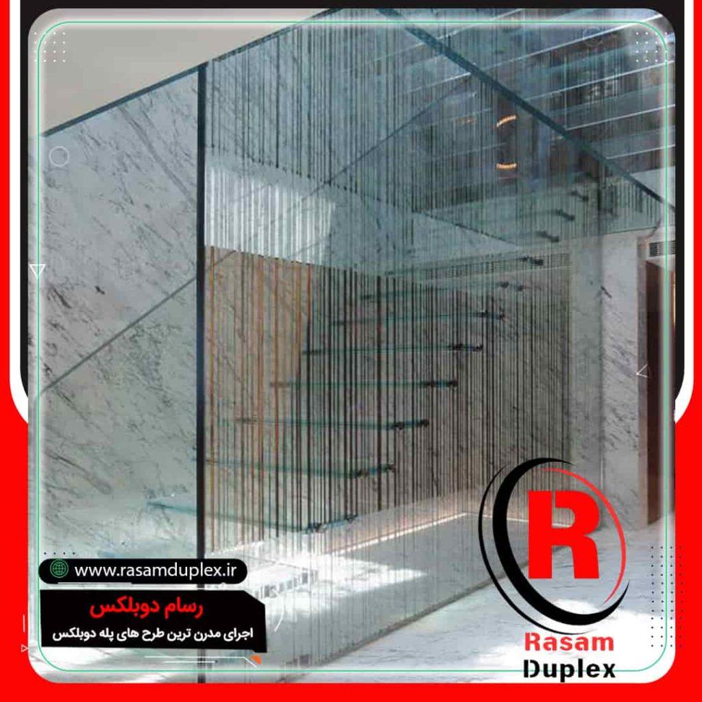 نرده شیشه ای شیک پله شیشه ای