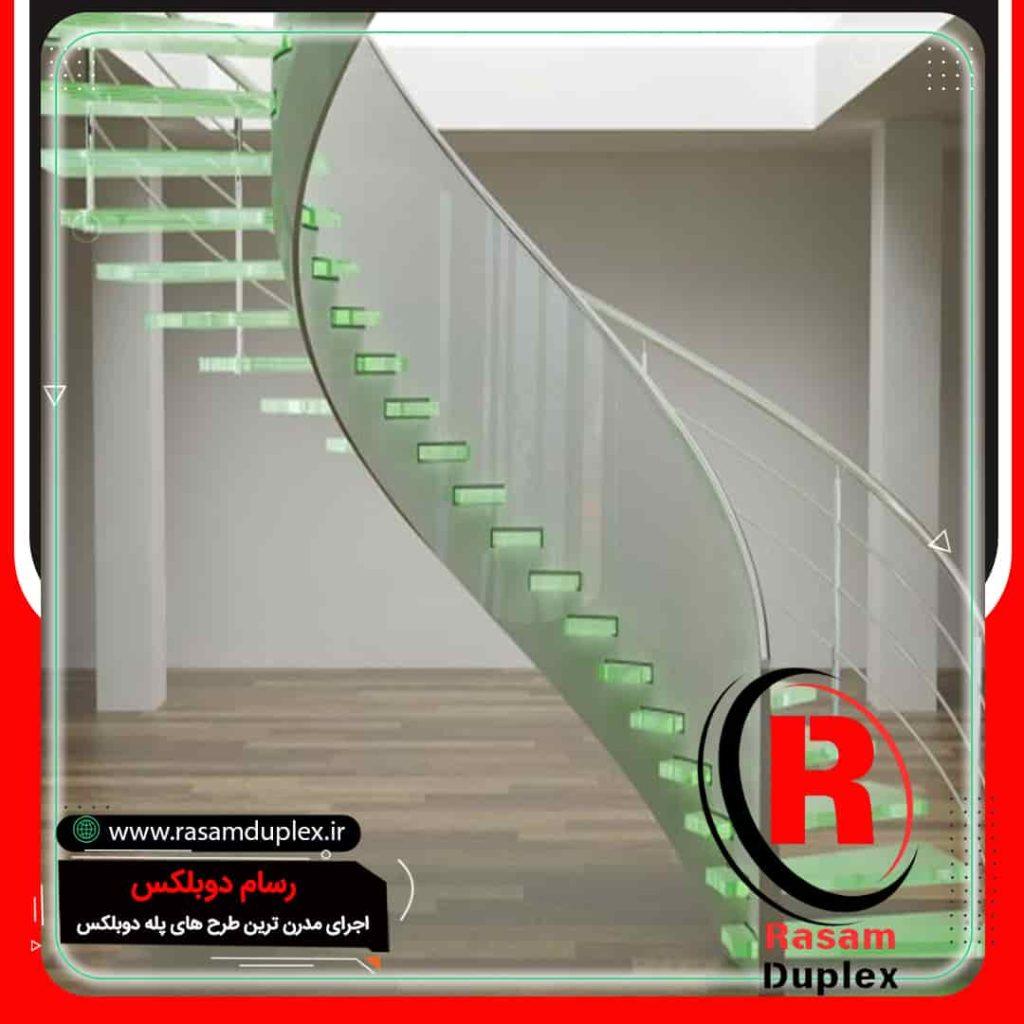 پله شیشه ای گرد و معلق