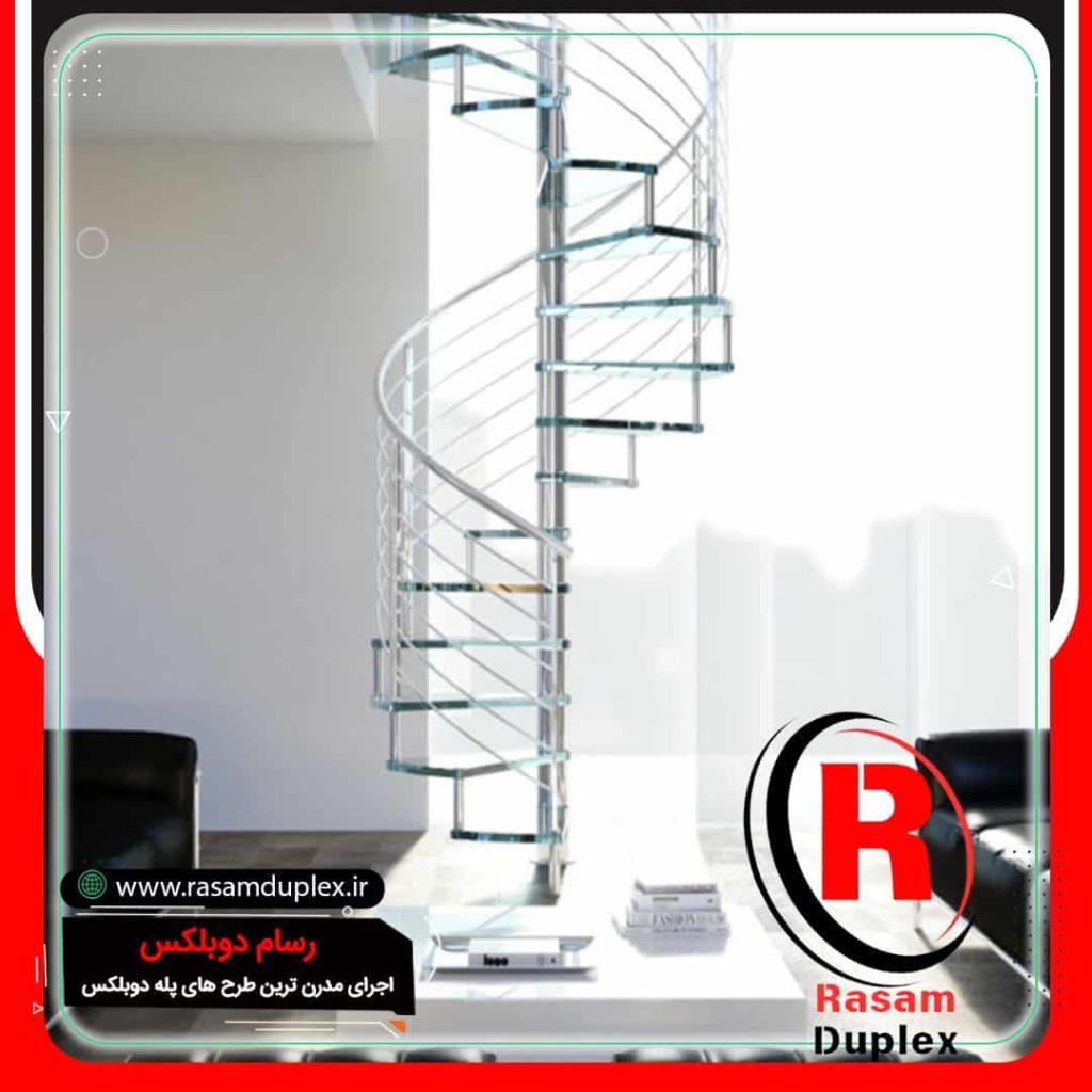 قیمت پله شیشه ای گرد شیک