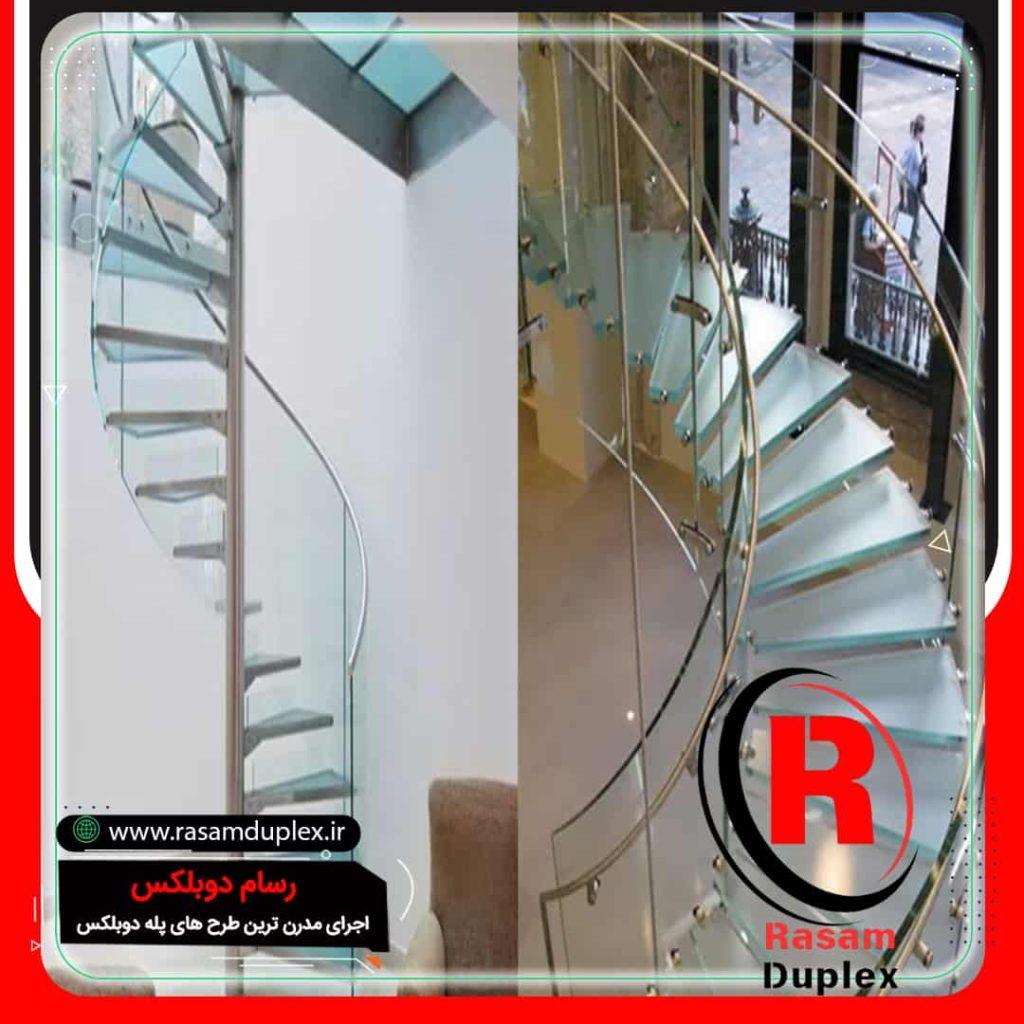 جدیدترنی طرح پله شیشه ای گرد