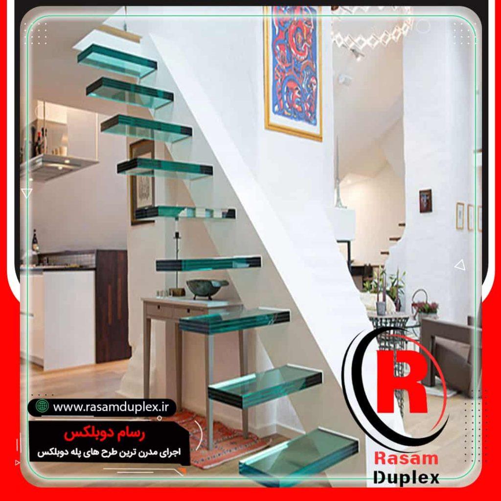 مدل های شیک پله شیشه ای معلق