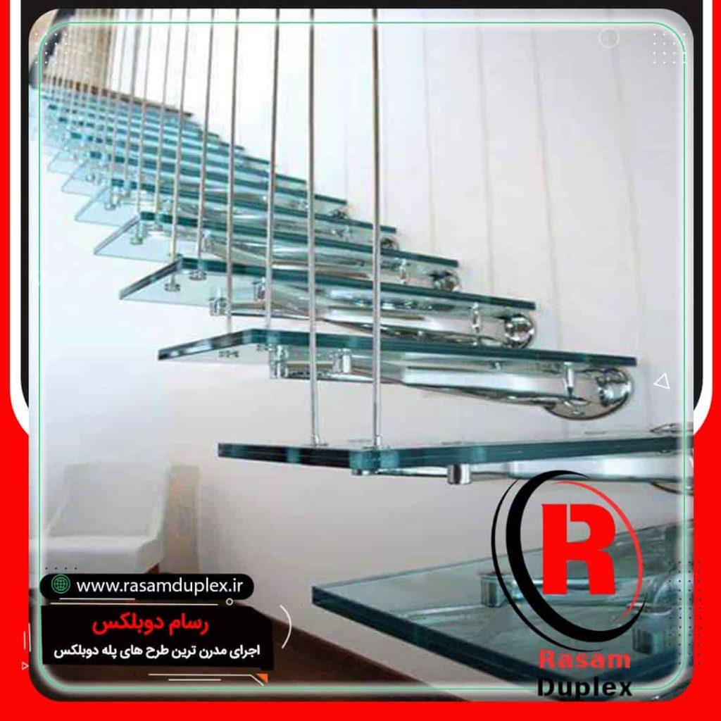 نصب پله شیشه ای معلق شیک و حرفه ای