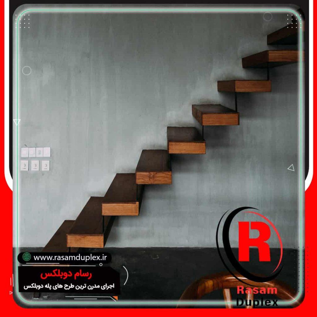 انواع پله معلق چوبی مدرن