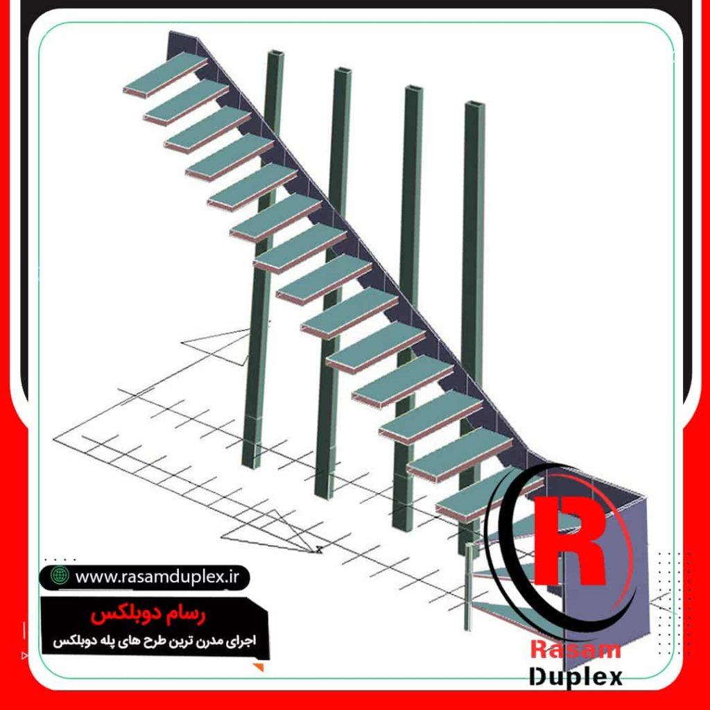 نصب پله معلق شناور کنار دیوار