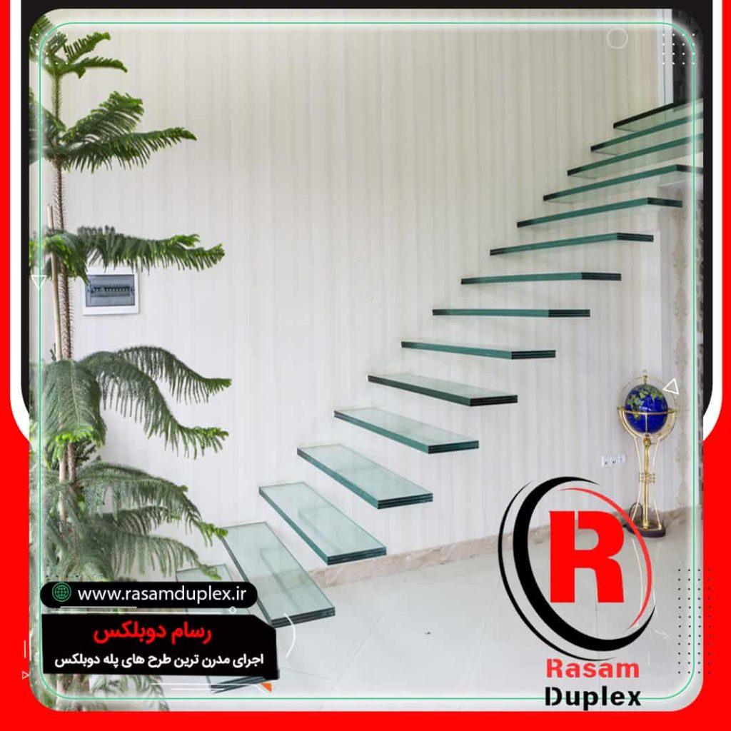 خرید و قیمت پله معلق شیشه ای مدرن ولوکس