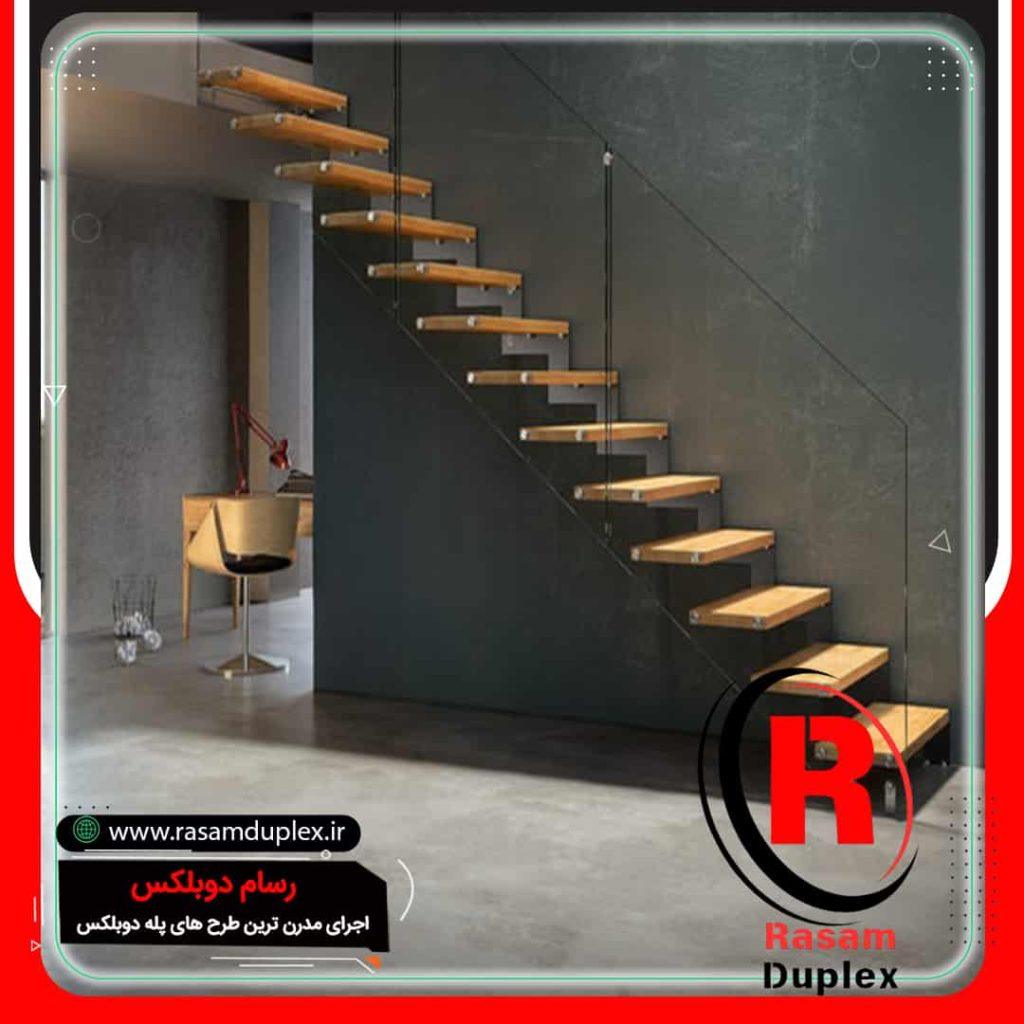 اجرای پله معلق(پله شناور) چوبی