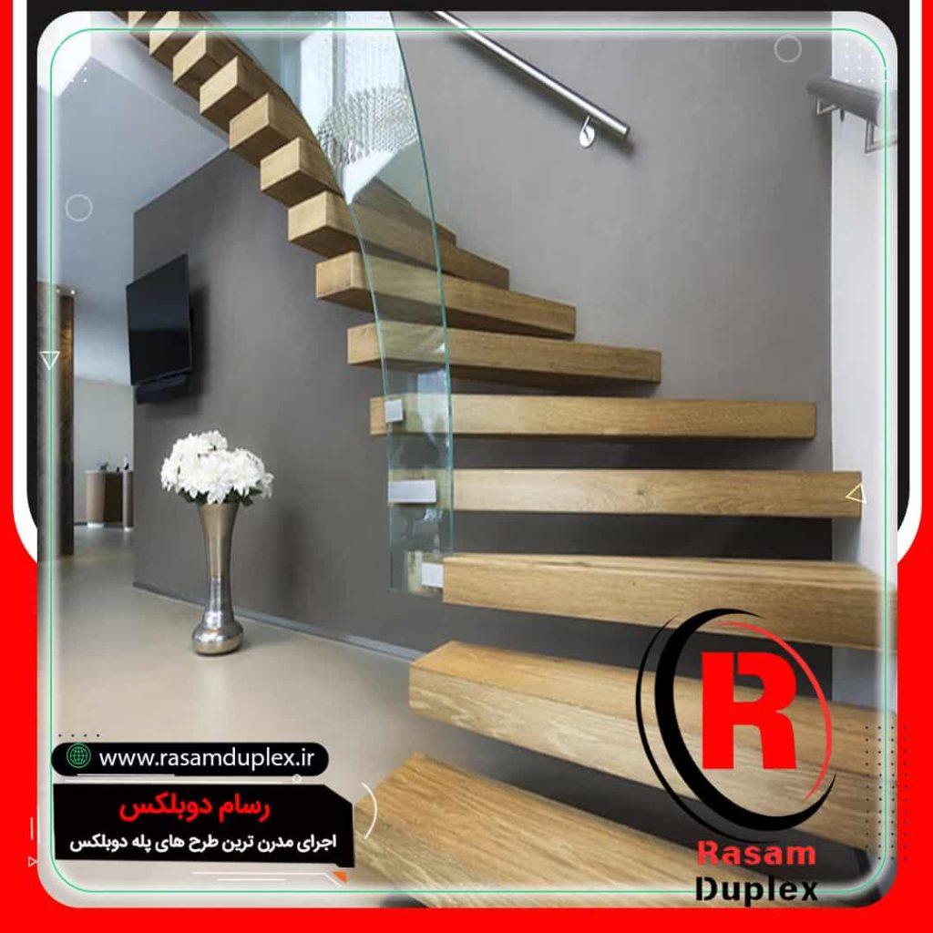 قیمت پله گرد معلق چوبی تهران