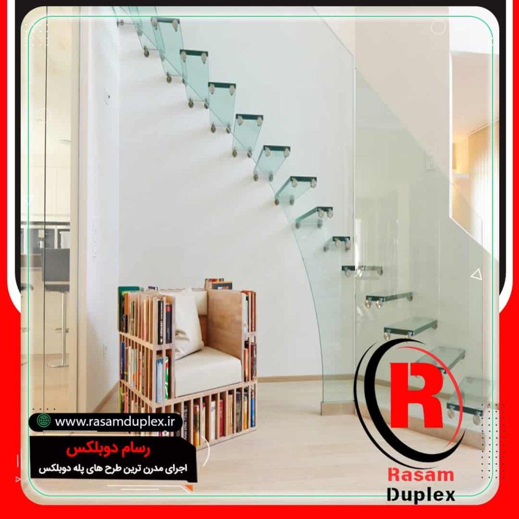 قیمت نرده شیشه ای راه پله معلق شیشه ای