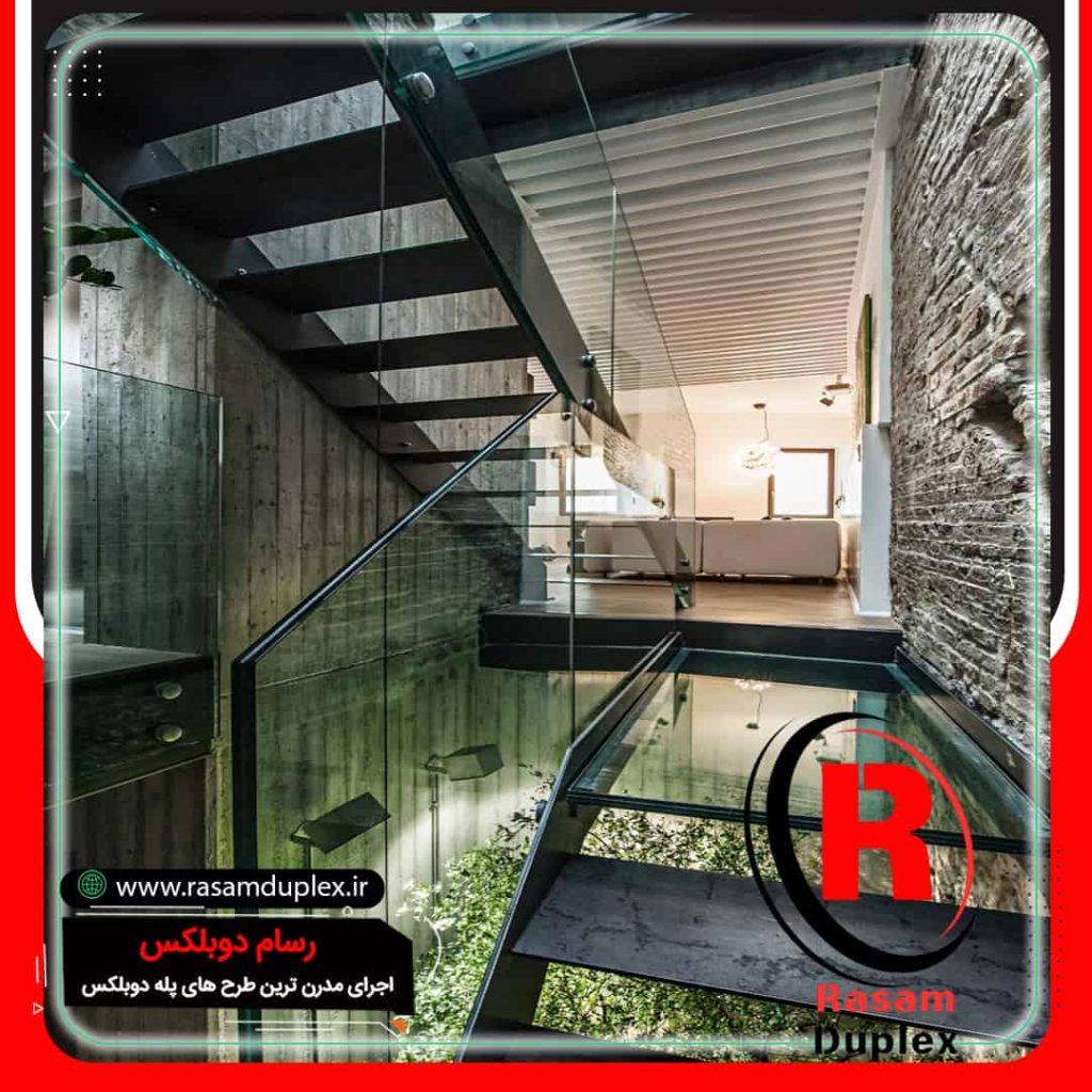 پله پیش ساخته استیل و شیشه