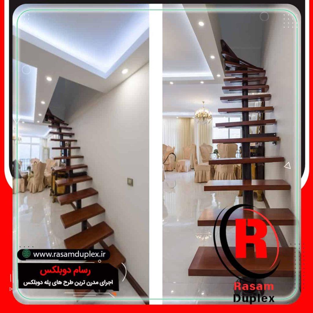 راه پله پیش ساخته مفصلی فولادی چوبی