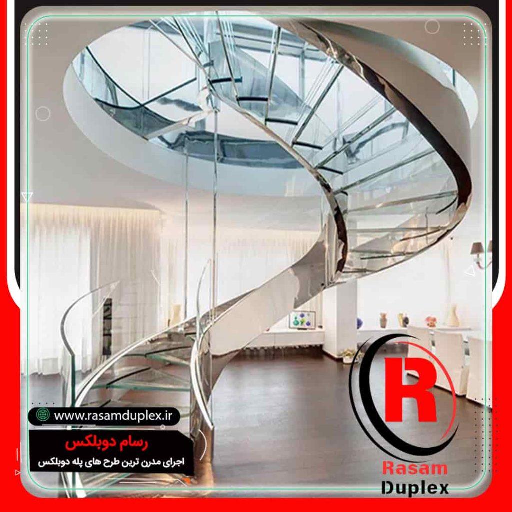 نصب پله پیچ استیل وشیشه