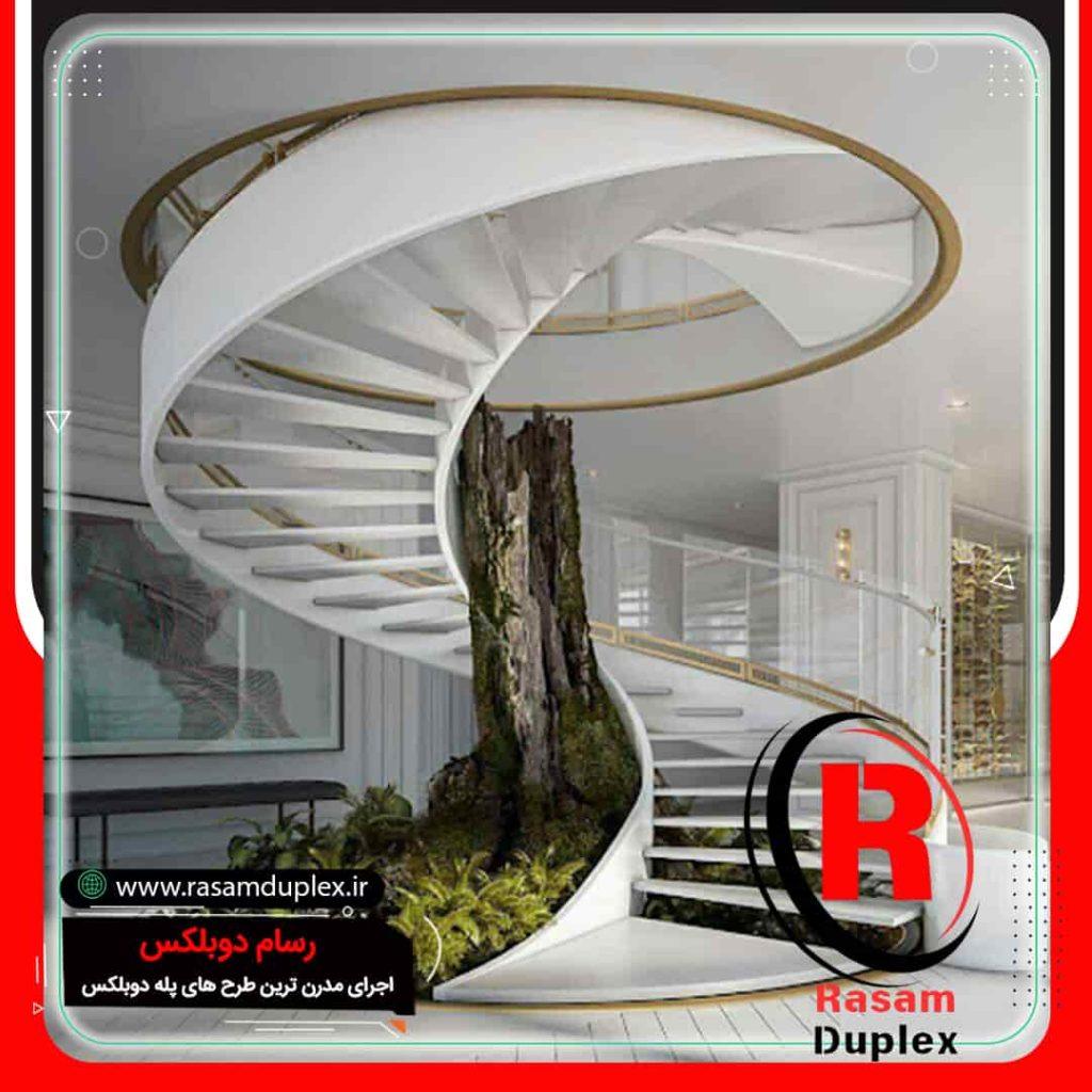 اجرای پله مارپیچ مدرن و لوکس طرح جدید