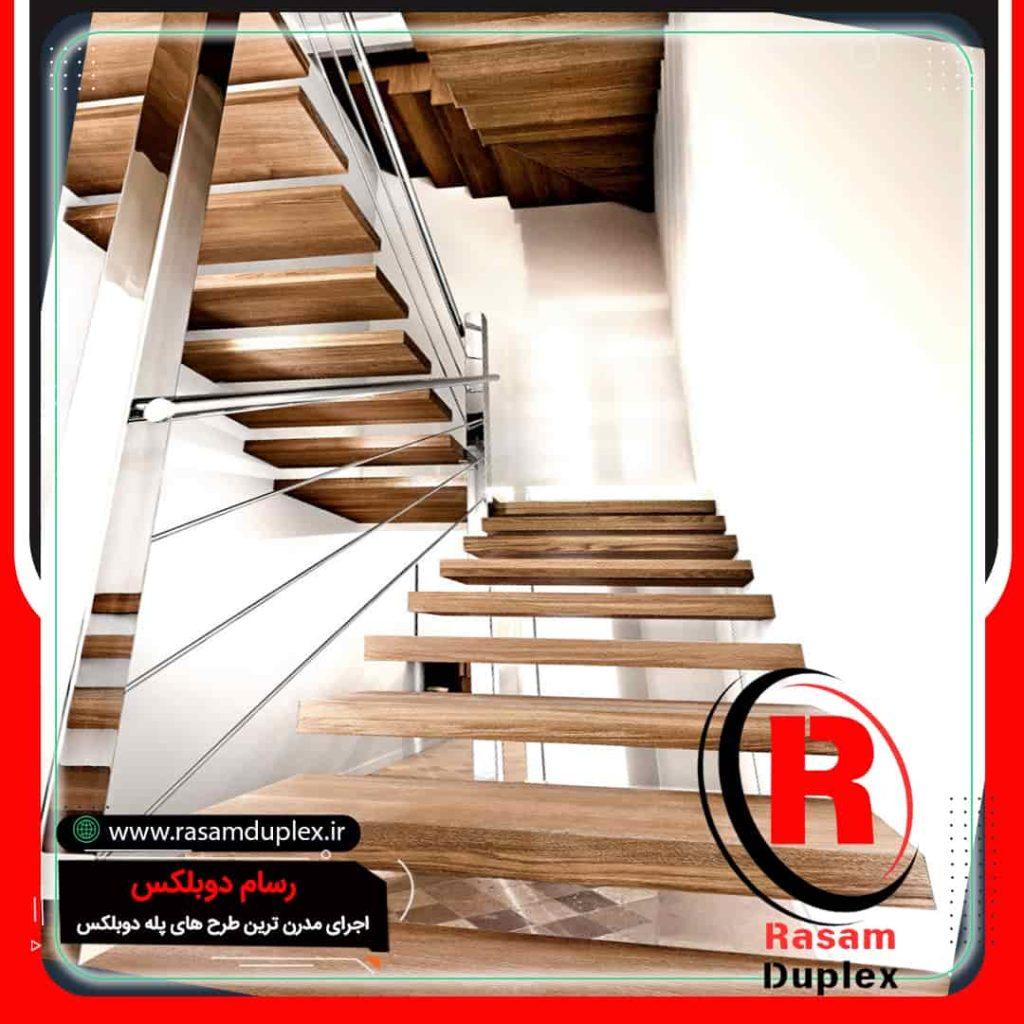 نصب پله چوبی معلق