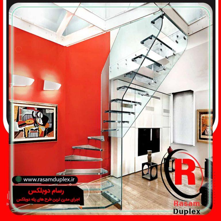 راه پله شیشه ای – قیمت پله شیشه ای – پله شیشه ای دوبلکس – قیمت کف پله شیشه ای