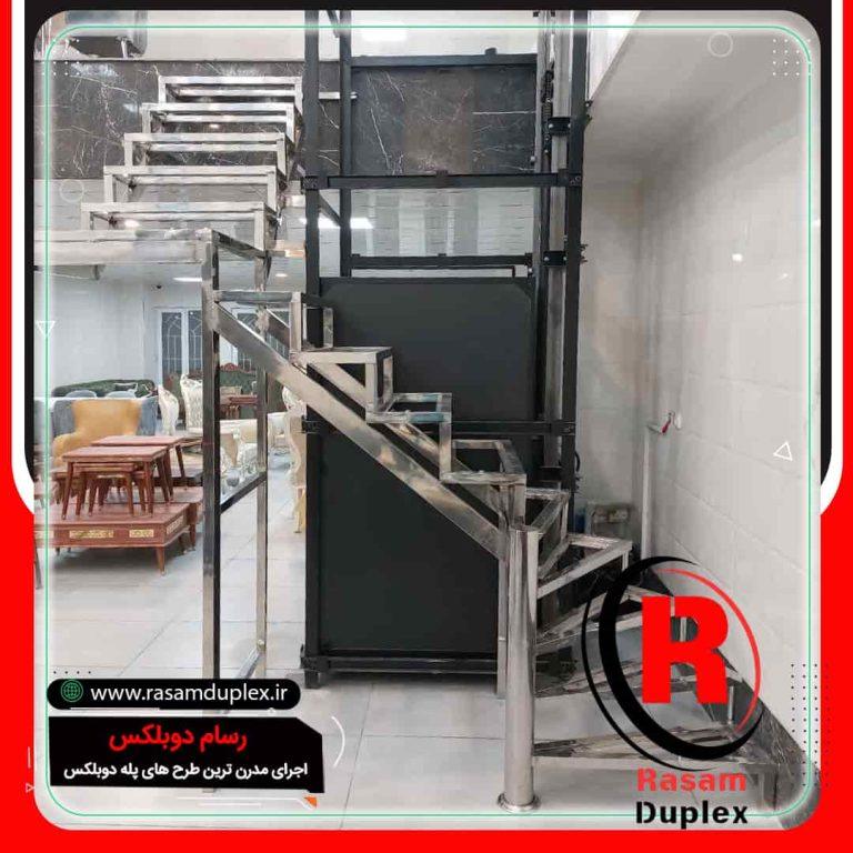 اجرای راه پله دوبلکس استیل مغازه مازندران