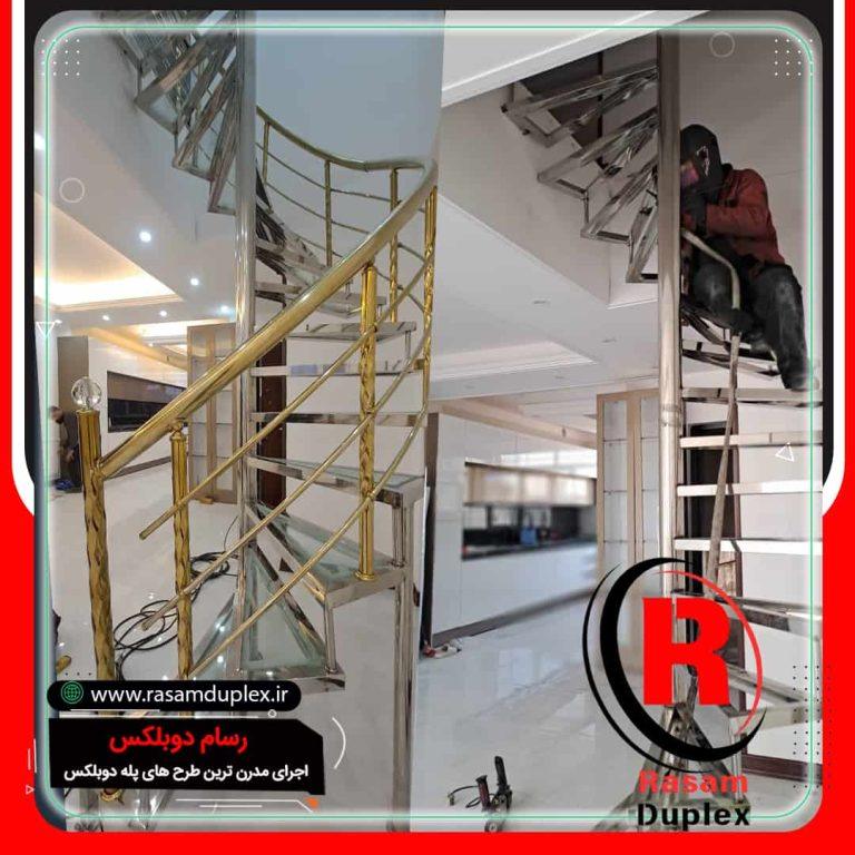 راه پله مارپیچ حول محور استیل