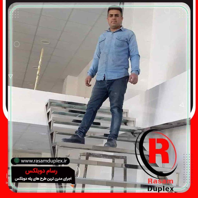 راه پله استیل وشیشه مستقیم