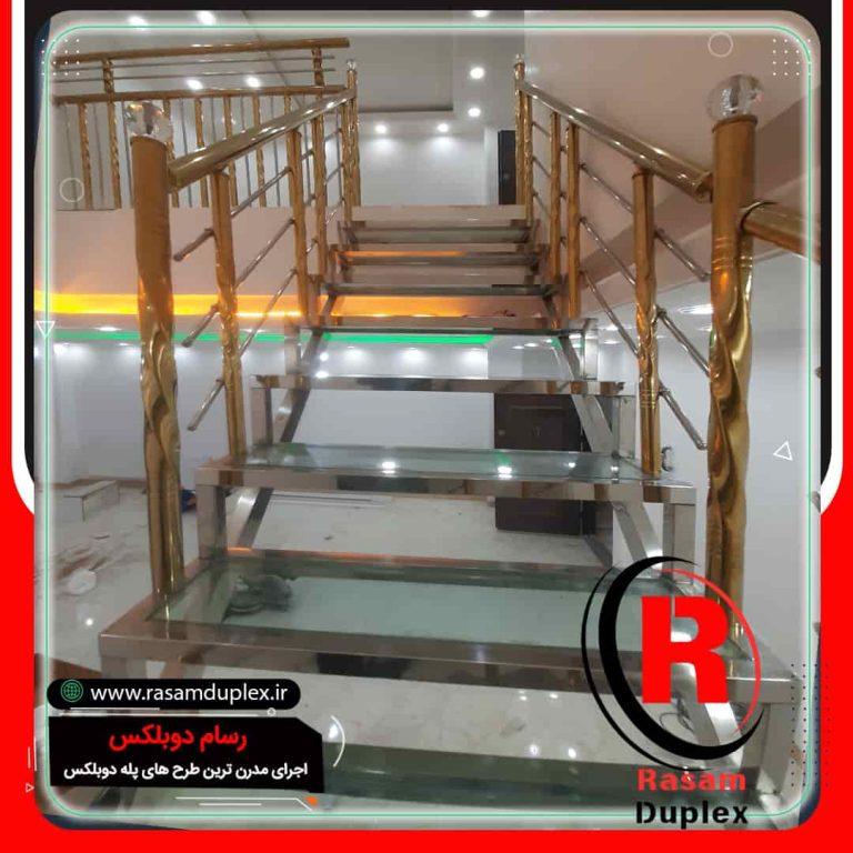 اجرای راه پله استیل مستقیم طلایی