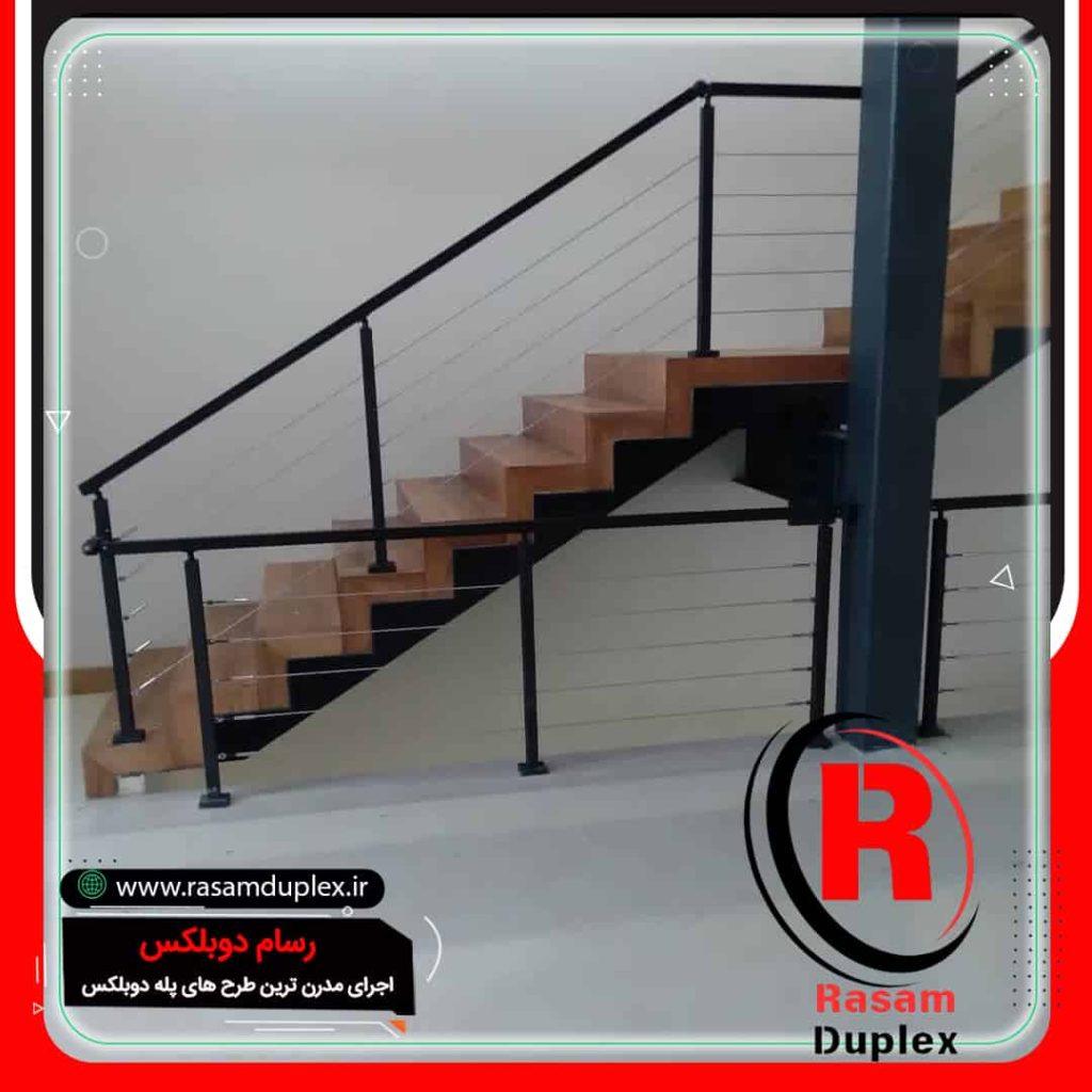 قیمت اجرای پله تک محور وسط فلزی نرده کابلی