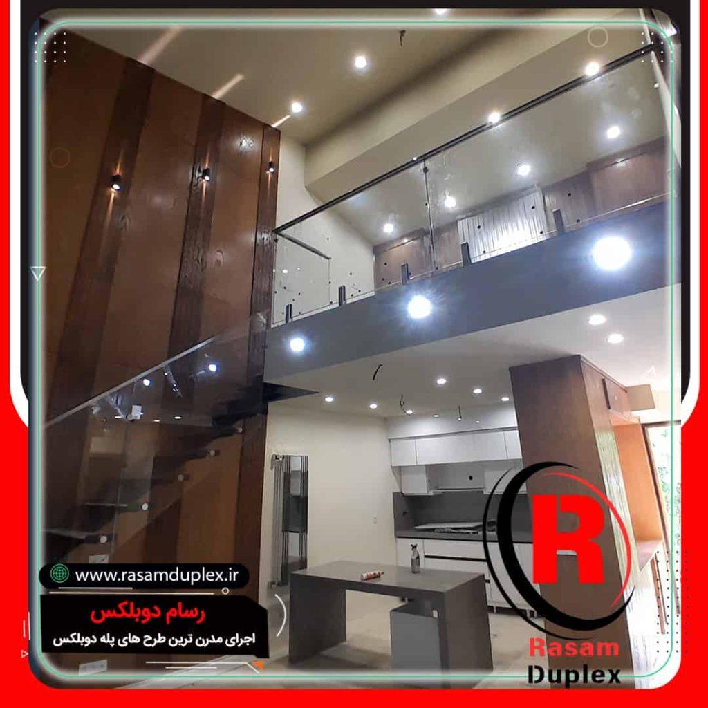 قیمت پله تک شاسی فلزی نرده شیشه ای